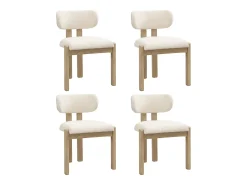 Juego de 4 sillas de comedor de madera maciza - 54 x 54 x 79 cm - Estilo moderno - madera rizada - beige + natural