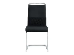 Juego de 6 sillas de comedor modernas, respaldo de piel sintética y lino, respaldo alto tapizado, diseño de rayas horizontales, color negro.
