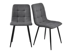 Juego de 4 sillas de comedor de lino - patas de metal - gris oscuro