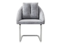 Juego de 2 sillas de comedor - terciopelo gris - Sillas con respaldo acolchado y patas arqueadas plateadas