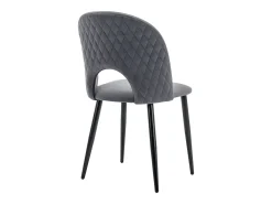 Juego de 6 sillas de comedor, diseño tapizado con respaldo, terciopelo, estructura de metal, patas ajustables, patrón de rombos, color gris.