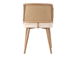 Juego de 4 sillas de comedor de polipiel y terciopelo con patas de metal efecto madera – beige/marrón