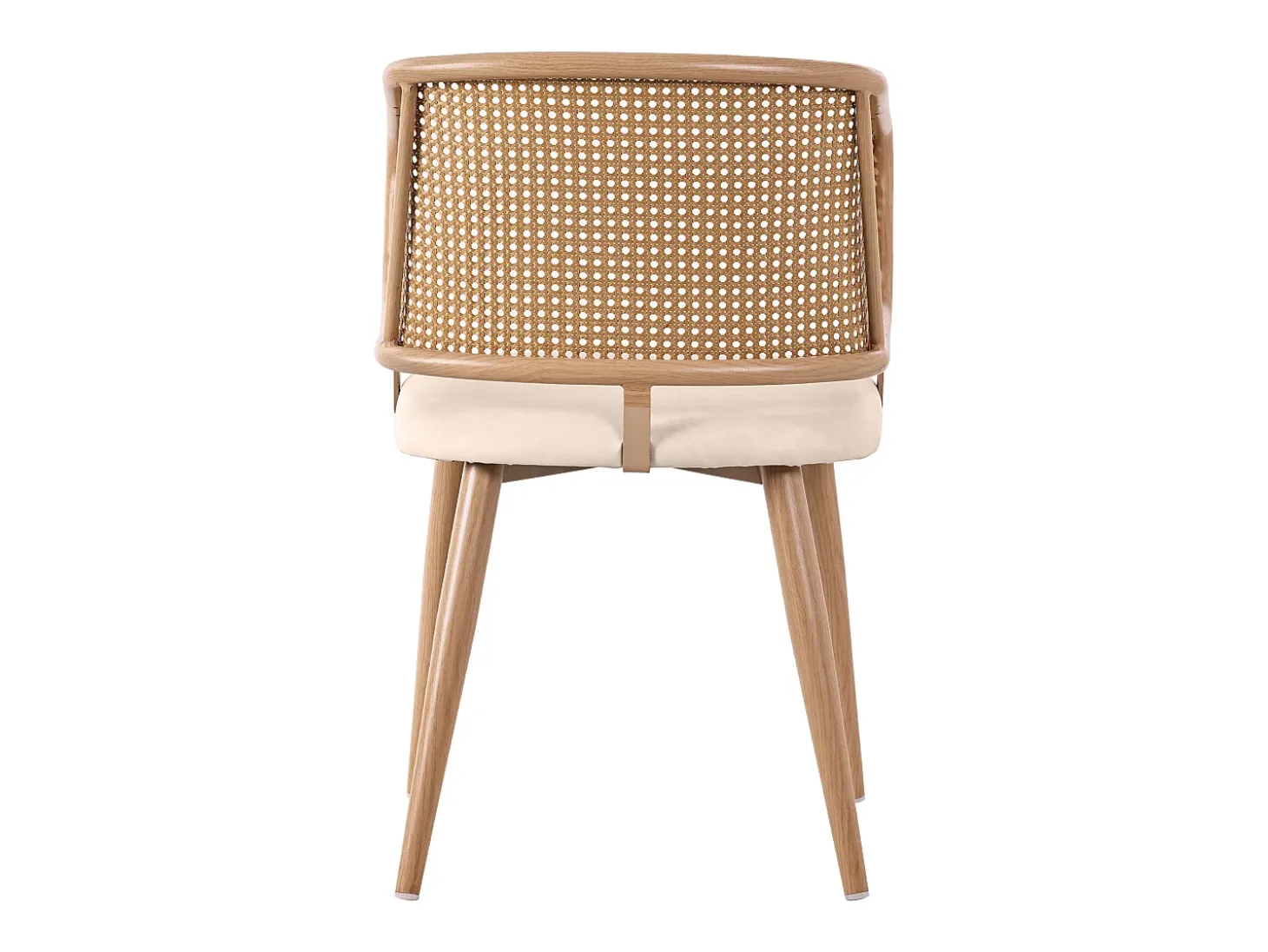 Juego de 4 sillas de comedor de polipiel y terciopelo con patas de metal efecto madera – beige/marrón