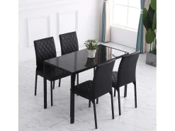 Juego de 4 sillas de comedor, sillas de cocina tapizadas con patas de acero, color negro