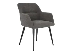 Juego de 2 sillas de comedor con brazos - Tela aterciopelada y metal negro. Gris. HEKA