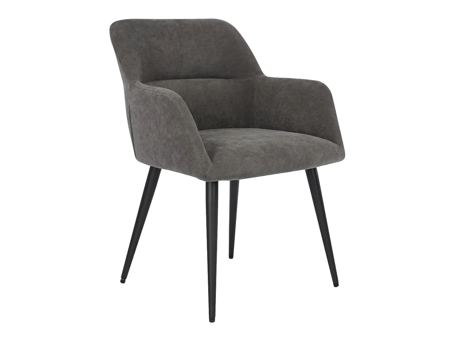 Juego de 2 sillas de comedor con brazos - Tela aterciopelada y metal negro. Gris. HEKA