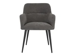 Juego de 2 sillas de comedor con brazos - Tela aterciopelada y metal negro. Gris. HEKA