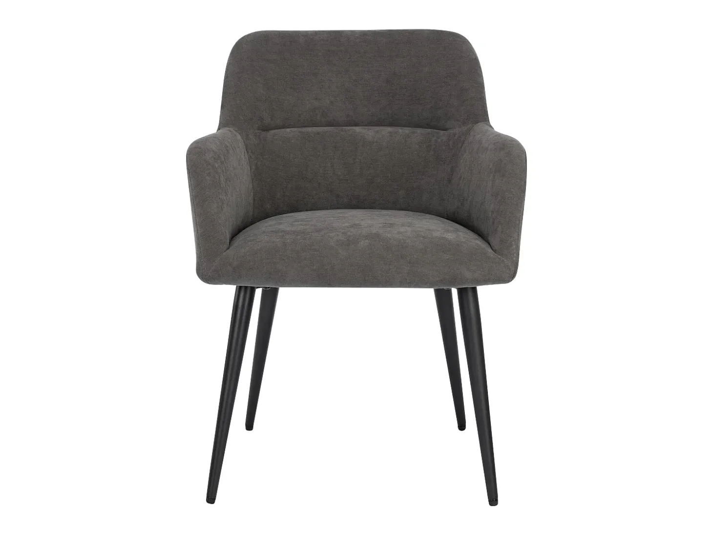 Juego de 2 sillas de comedor con brazos - Tela aterciopelada y metal negro. Gris. HEKA