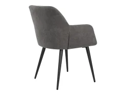 Juego de 2 sillas de comedor con brazos - Tela aterciopelada y metal negro. Gris. HEKA