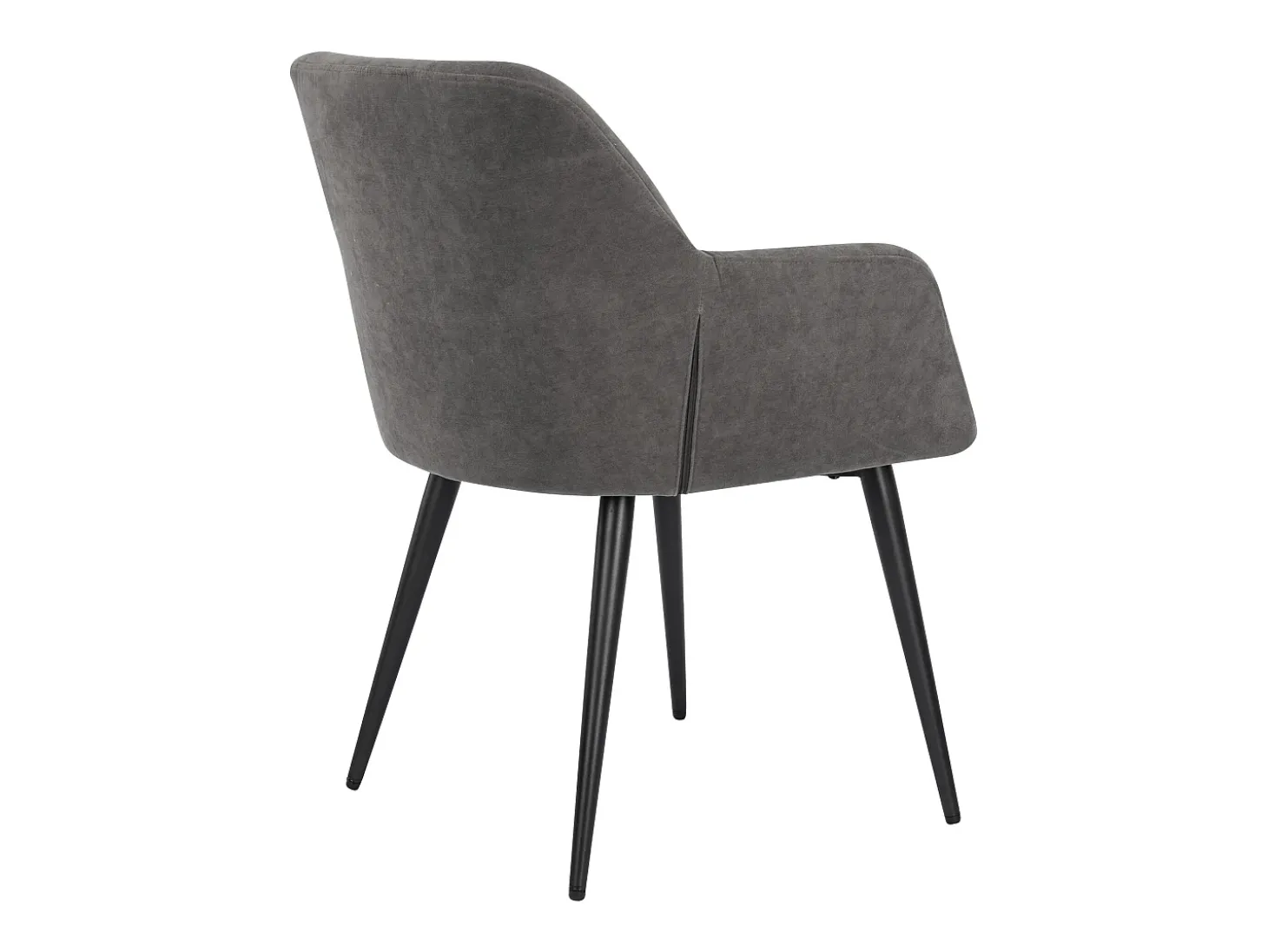 Juego de 2 sillas de comedor con brazos - Tela aterciopelada y metal negro. Gris. HEKA