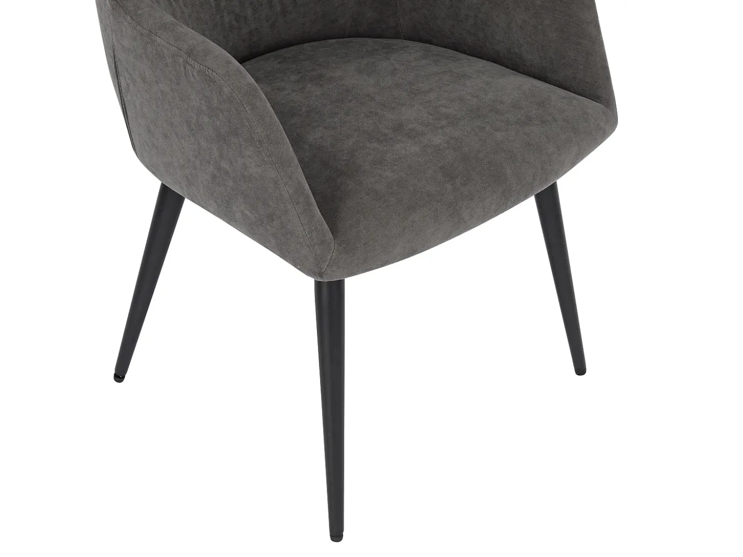 Juego de 2 sillas de comedor con brazos - Tela aterciopelada y metal negro. Gris. HEKA