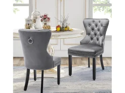 Juego de 6 sillas de comedor de terciopelo - 51 x 51 x 97 cm - sillón - silla de descanso - gris
