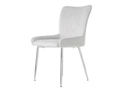 Juego de 2 sillas de comedor de terciopelo, diseño de lujo, con soporte lumbar y patas de metal plateado, color gris.