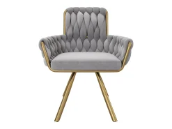Juego de 6 sillas de comedor de terciopelo, silla de oficina de lujo, giratoria, con reposabrazos y estructura de metal, color gris