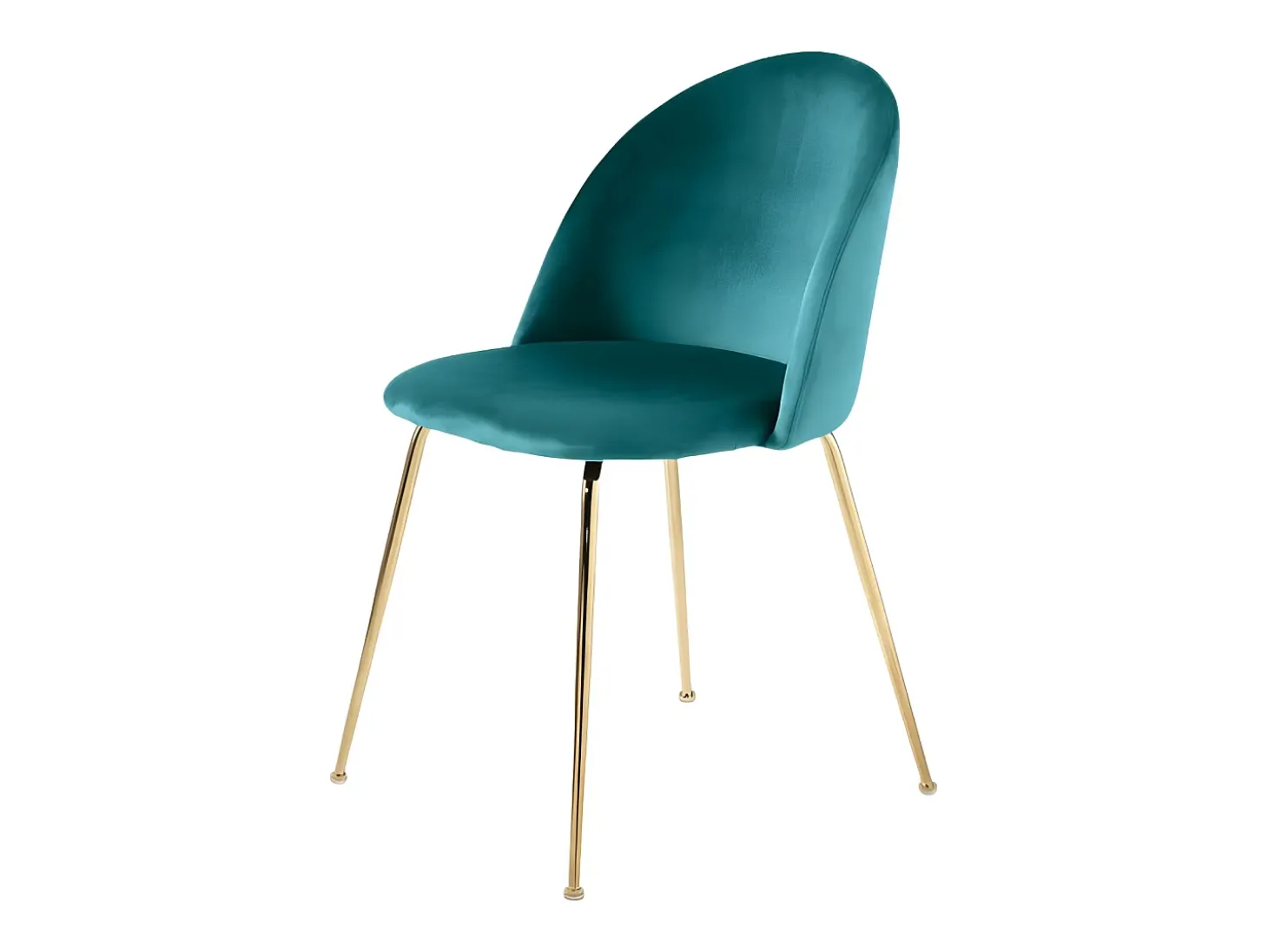 Juego de 4 sillas de comedor "Dama" azules en terciopelo con estructura de metal pintado cm 52x50 81h