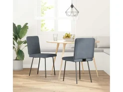 Juego de 2 sillas de comedor de terciopelo gris oscuro