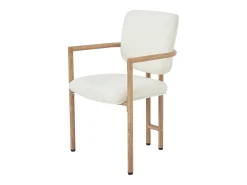 Juego de 2 sillas de comedor de metal con acabado imitación madera - 61 x 57,5 x 90 cm - estilo moderno - tapizado en bucle - color natural