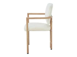 Juego de 2 sillas de comedor de metal con acabado imitación madera - 61 x 57,5 x 90 cm - estilo moderno - tapizado en bucle - color natural