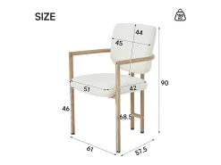 Juego de 2 sillas de comedor de metal con acabado imitación madera - 61 x 57,5 x 90 cm - estilo moderno - tapizado en bucle - color natural