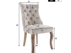 Juego de 4 sillas de comedor de terciopelo - Acolchado de botones - Crema