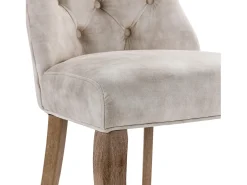 Juego de 4 sillas de comedor de terciopelo - Acolchado de botones - Crema