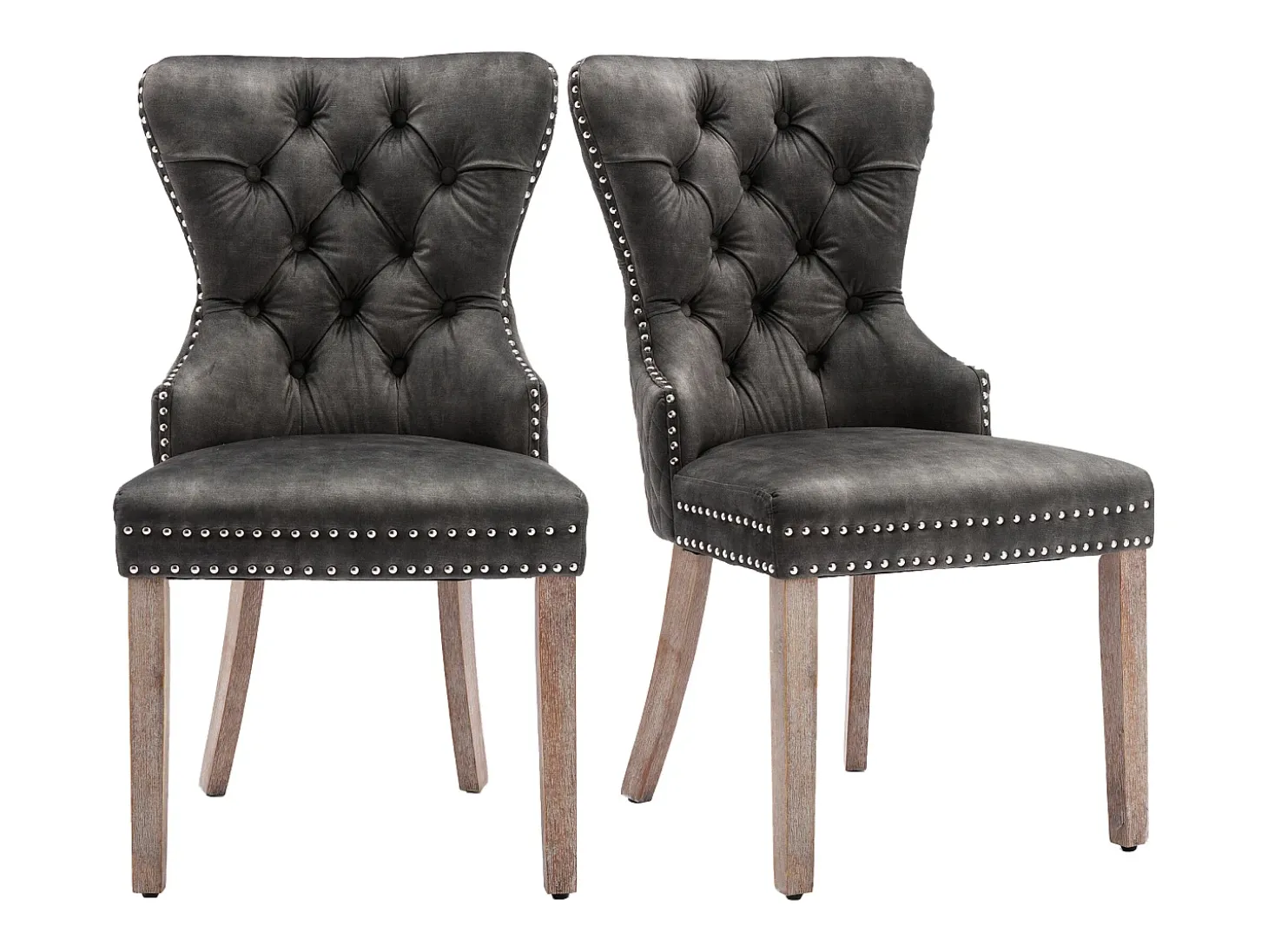Juego de 2 sillas de comedor - terciopelo gris - Silla tapizada con patas ajustables - para dormitorio y salón