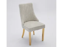 Juego de 2 sillas de comedor - Sillas con patas de acero inoxidable galvanizado en oro y respaldos acolchados - chenilla azul