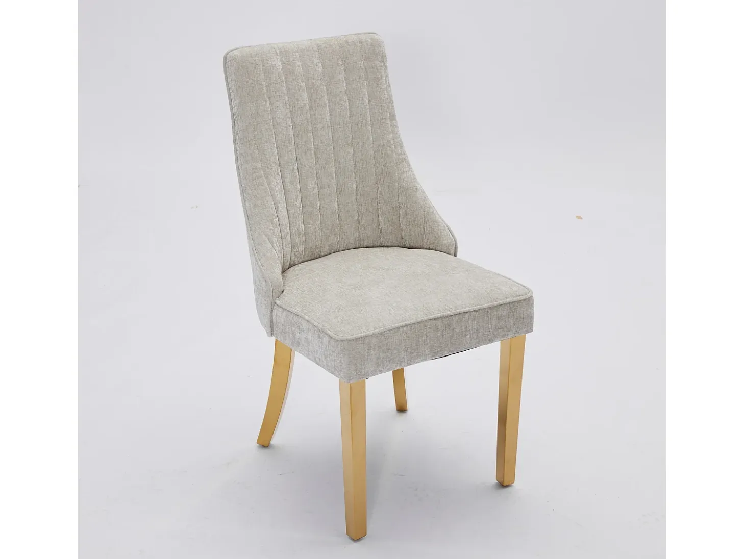 Juego de 2 sillas de comedor - Sillas con patas de acero inoxidable galvanizado en oro y respaldos acolchados - chenilla azul