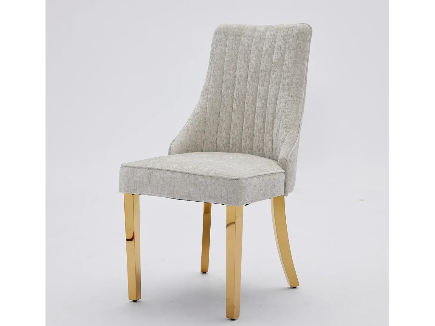 Juego de 2 sillas de comedor - Sillas con patas de acero inoxidable galvanizado en oro y respaldos acolchados - chenilla azul