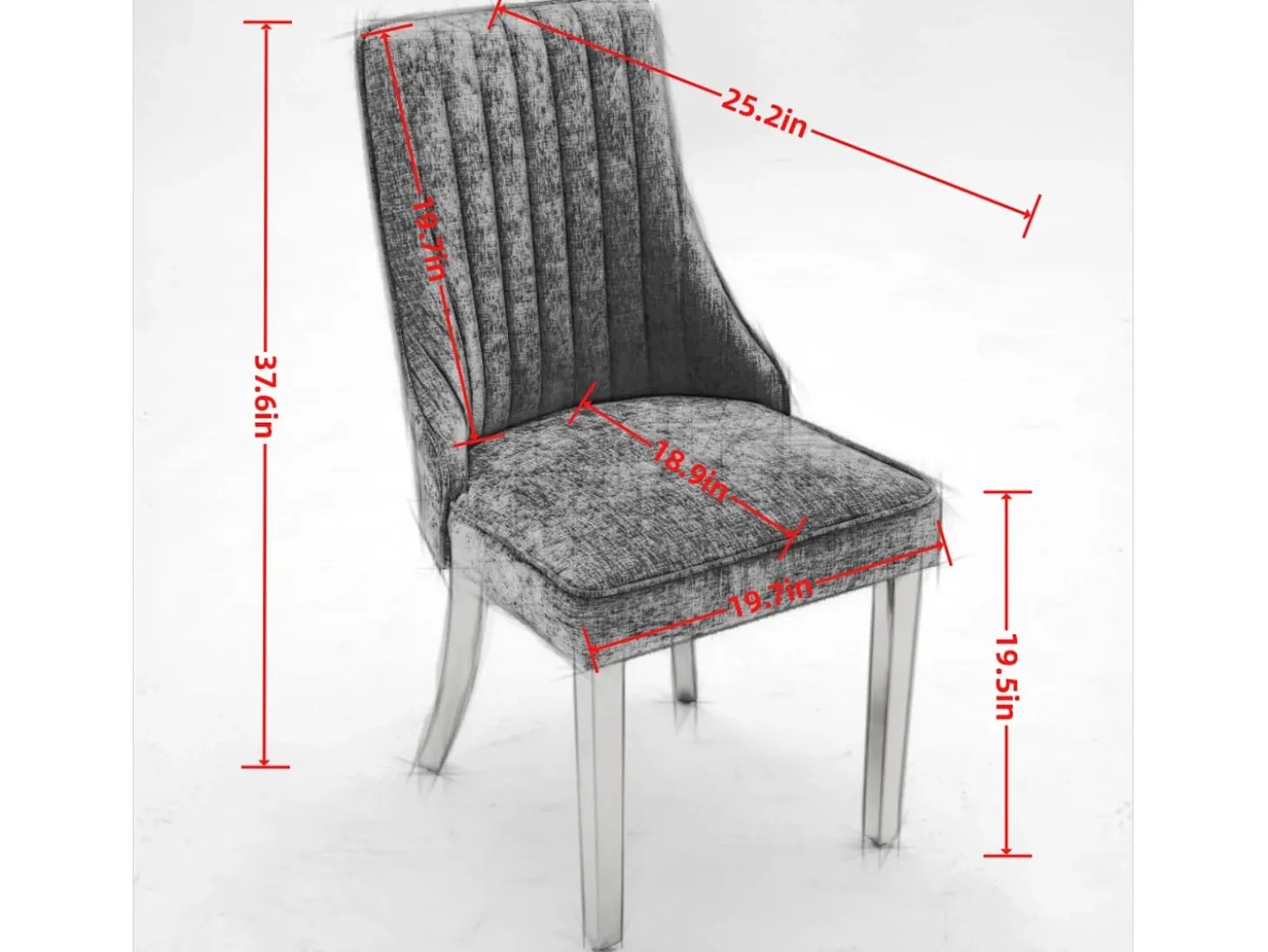 Juego de 2 sillas de comedor - Sillas con patas de acero inoxidable galvanizado en oro y respaldos acolchados - chenilla azul