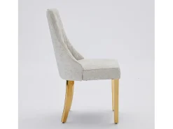 Juego de 2 sillas de comedor - Sillas con patas de acero inoxidable galvanizado en oro y respaldos acolchados - chenilla azul