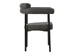 Juego de 4 sillas de comedor con respaldo en aro y reposabrazos - tejido de felpa gris oscuro