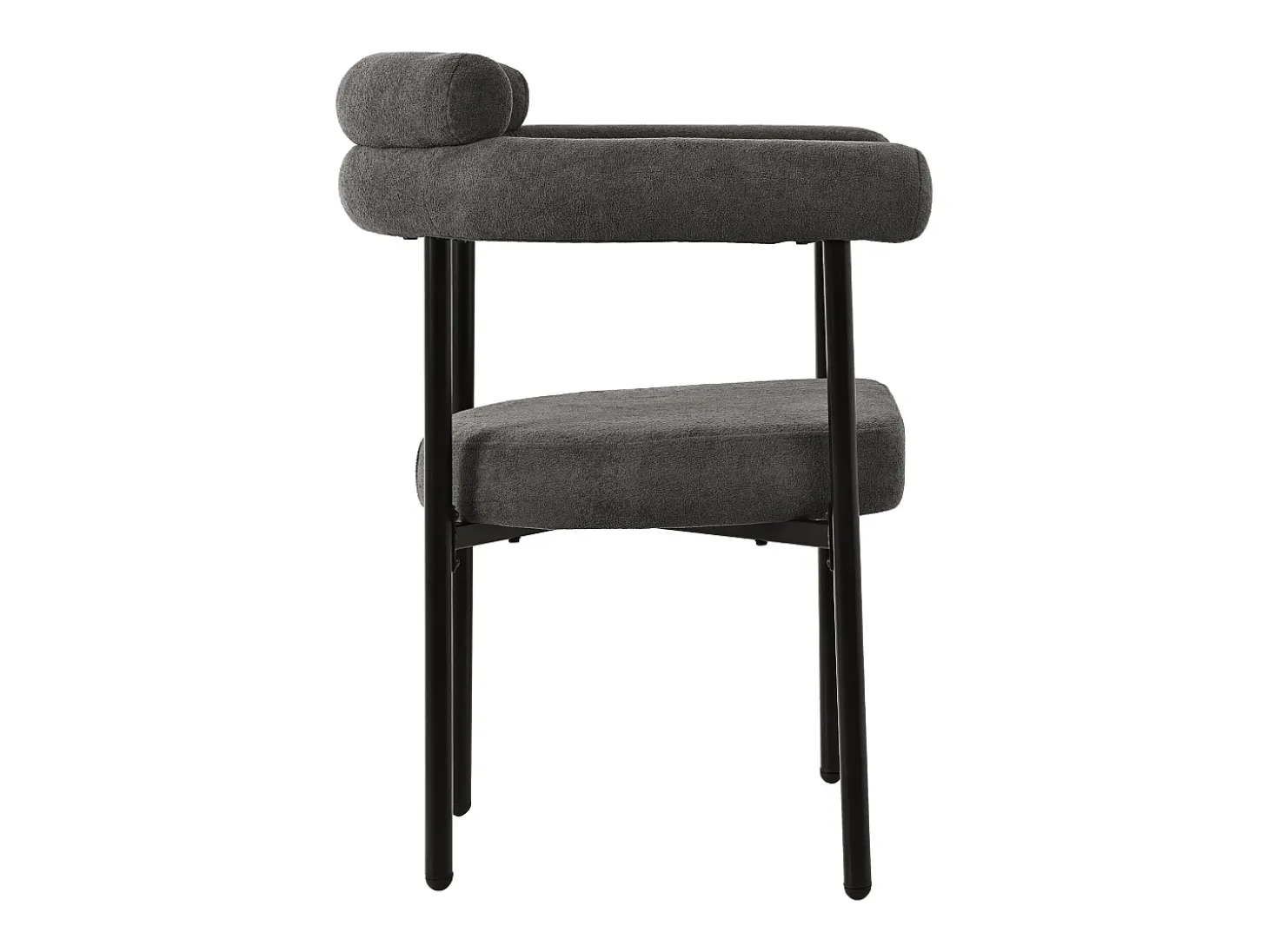 Juego de 4 sillas de comedor con respaldo en aro y reposabrazos - tejido de felpa gris oscuro
