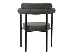 Juego de 4 sillas de comedor con respaldo en aro y reposabrazos - tejido de felpa gris oscuro