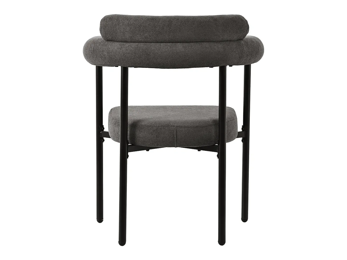 Juego de 4 sillas de comedor con respaldo en aro y reposabrazos - tejido de felpa gris oscuro