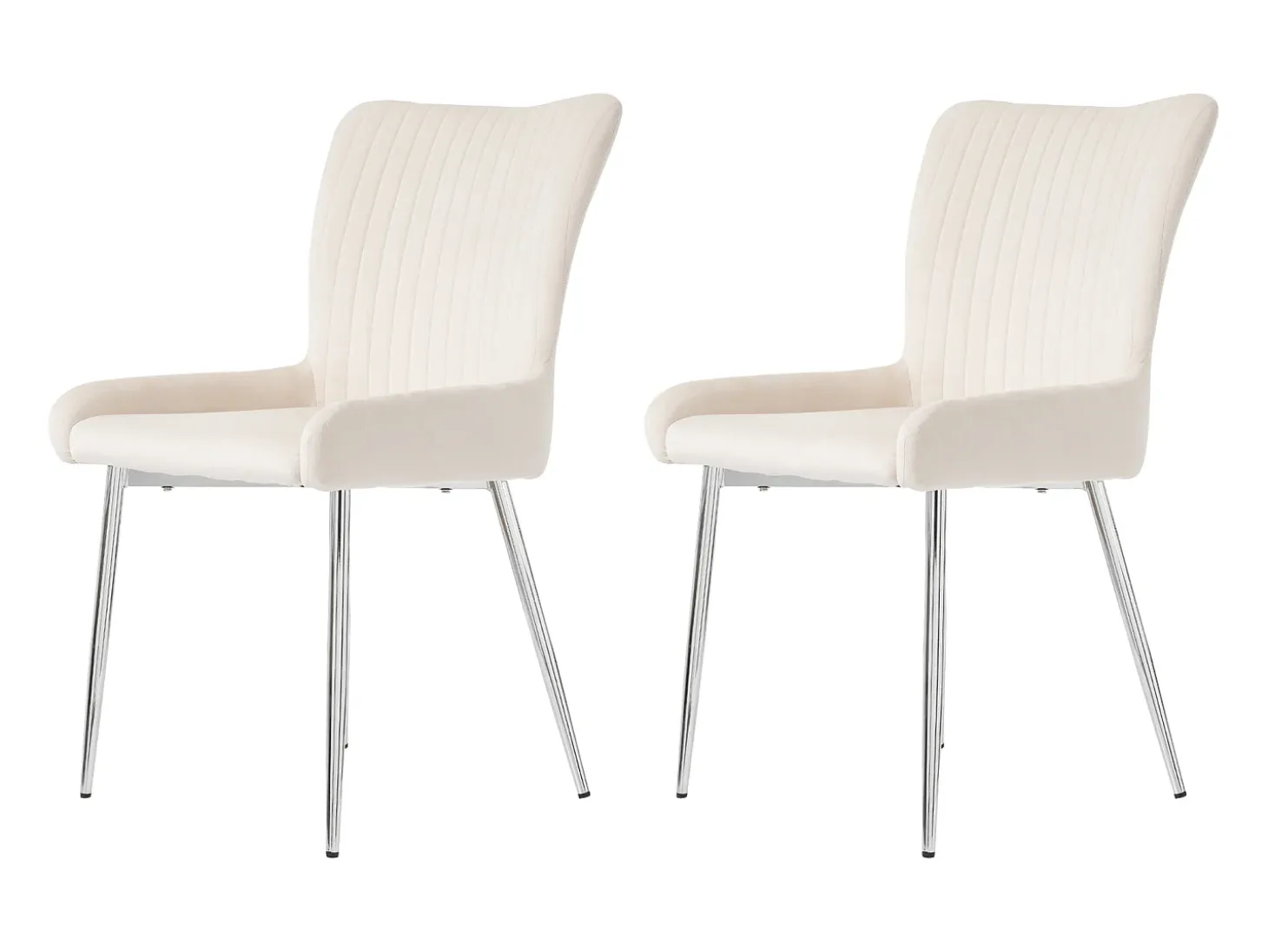 Juego de 2 sillas de comedor de terciopelo, diseño de lujo, con soporte lumbar y patas de metal plateado, color beige