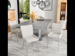 Juego de 2 sillas de comedor de terciopelo, diseño de lujo, con soporte lumbar y patas de metal plateado, color beige