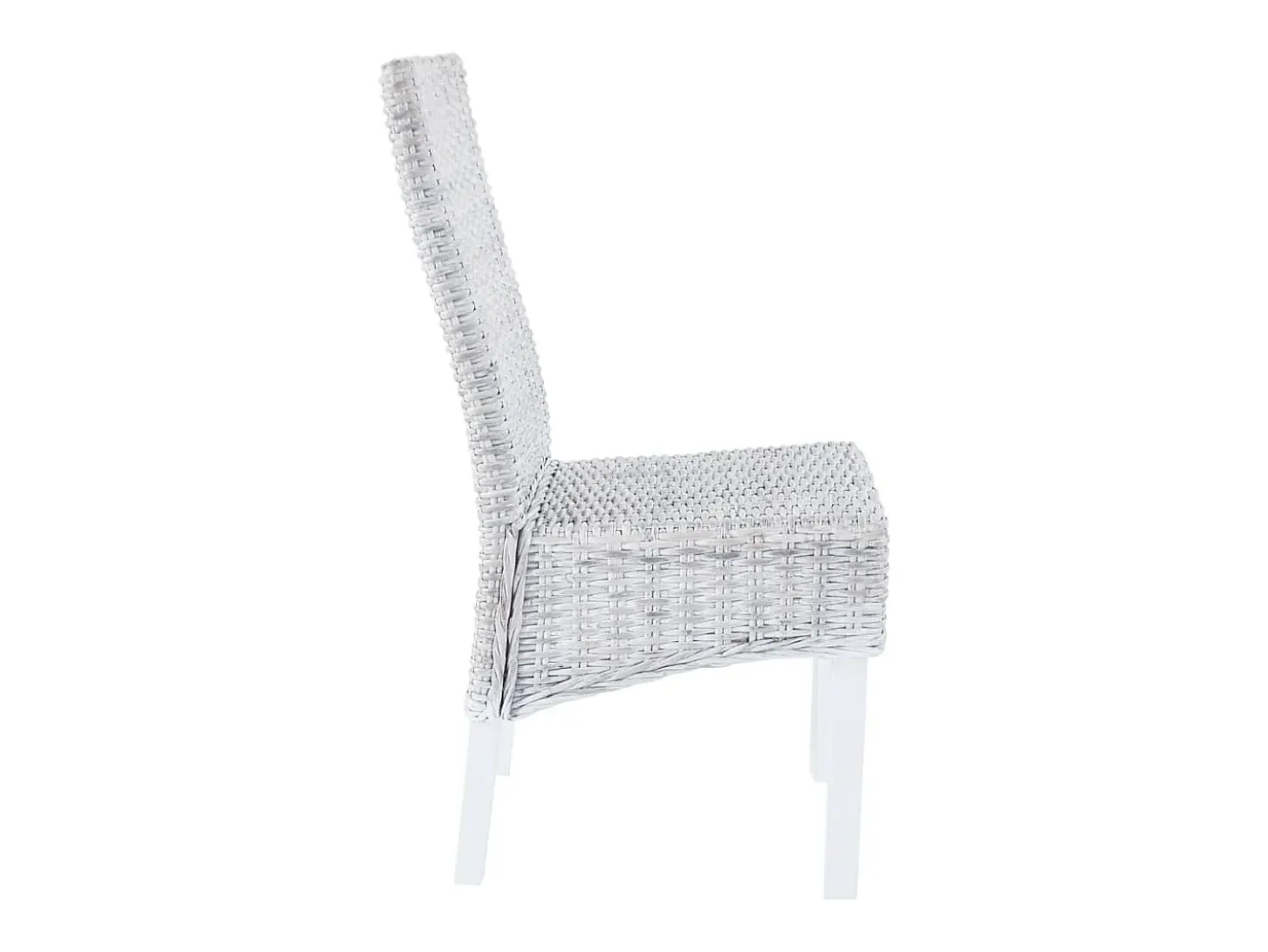 Juego de 4 sillas de comedor de ratán blanco Kubu y madera de mango