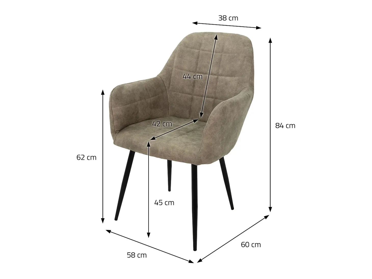 Juego de 4 sillas de comedor sillas de salón de diseño silla de comedor micro piel gris oliva