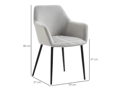 Juego de 2 sillas de comedor, silla de cocina con respaldo, silla tapizada en efecto terciopelo, patas de acero, gris claro