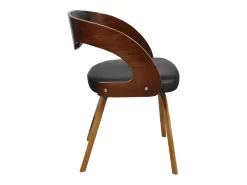Juego de 4 sillas de comedor de madera curvada marrón y piel sintética.