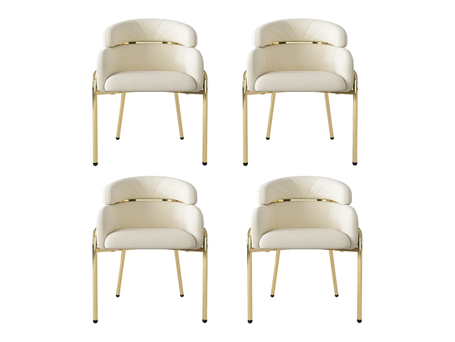 Juego de 4 sillas de comedor, diseño moderno, patas de metal, terciopelo beige (dimensiones: 59,69 x 59,69 x 55,88 cm)