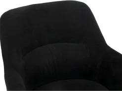 Juego de 2 sillas de comedor con brazos - Tela aterciopelada y metal negro. Negro. HEKA