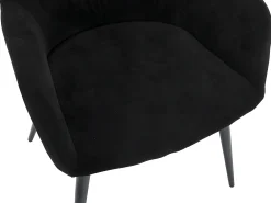 Juego de 2 sillas de comedor con brazos - Tela aterciopelada y metal negro. Negro. HEKA