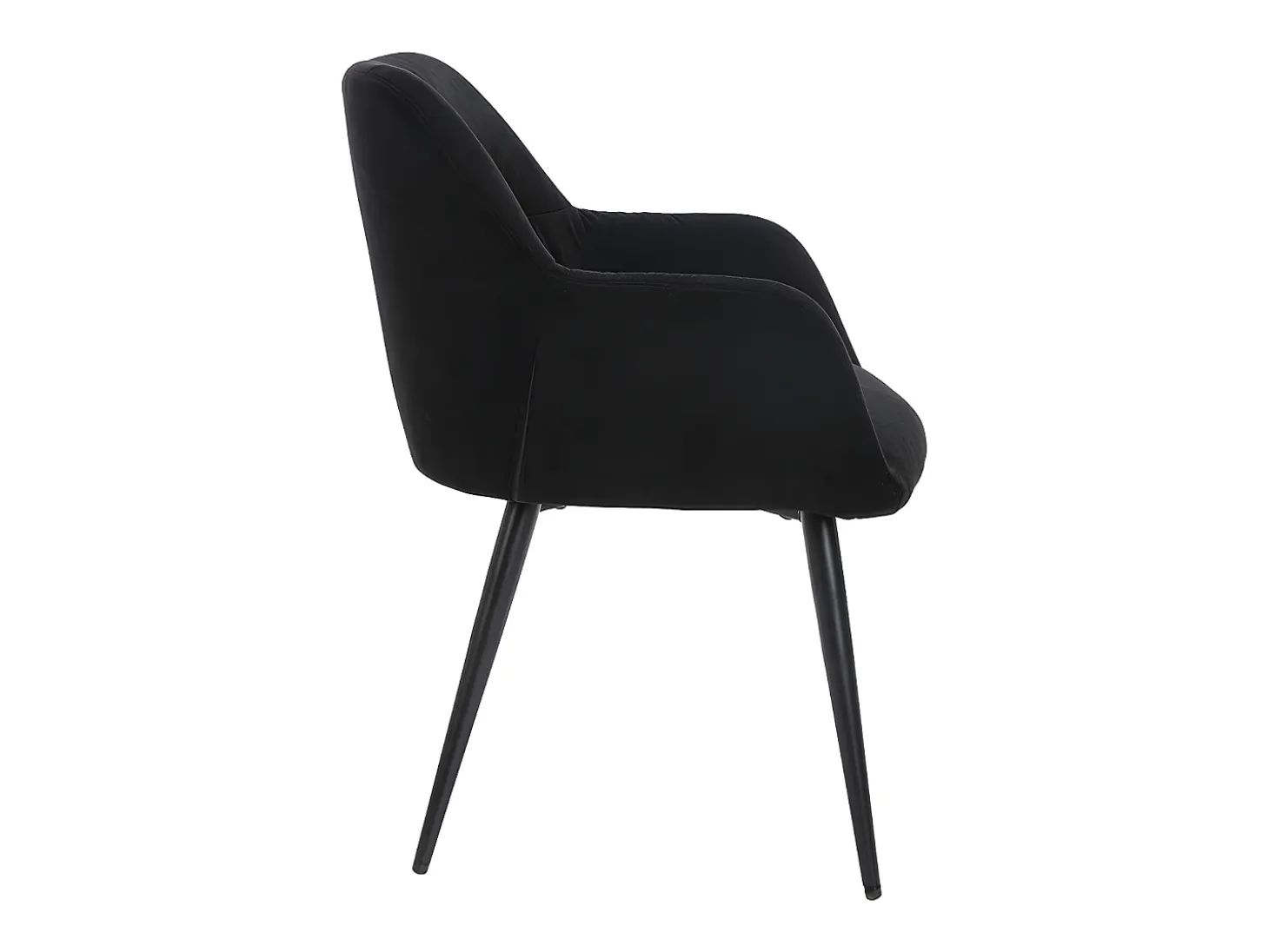 Juego de 2 sillas de comedor con brazos - Tela aterciopelada y metal negro. Negro. HEKA