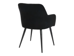 Juego de 2 sillas de comedor con brazos - Tela aterciopelada y metal negro. Negro. HEKA