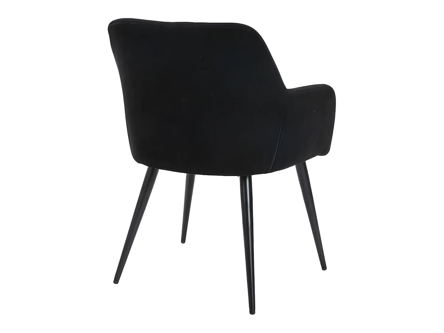 Juego de 2 sillas de comedor con brazos - Tela aterciopelada y metal negro. Negro. HEKA