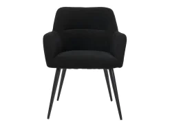 Juego de 2 sillas de comedor con brazos - Tela aterciopelada y metal negro. Negro. HEKA