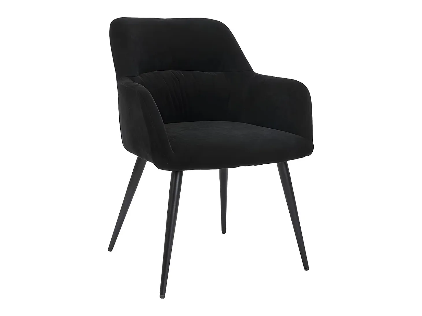 Juego de 2 sillas de comedor con brazos - Tela aterciopelada y metal negro. Negro. HEKA