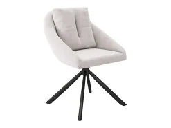 Juego de 4 sillas de comedor giratorias de terciopelo beige con respaldo tapizado y patas de metal negro
